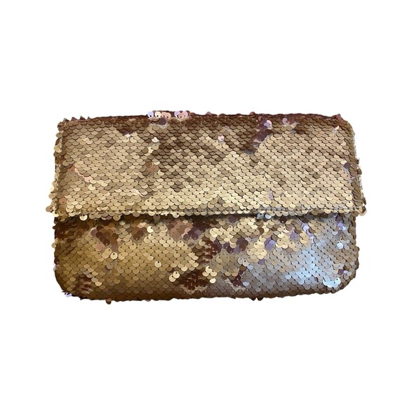 Nicole Miller Gold Sequin Shoulder Bag Size Small Appx. 9"x6"x1.5" RETAIL $60.00 - Picture 1 of 13